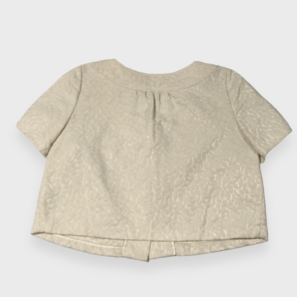 a.n.a Cropped Short Sleeve Jacket Womens Off White | Gold Thread | Size Large - Picture 6 of 10